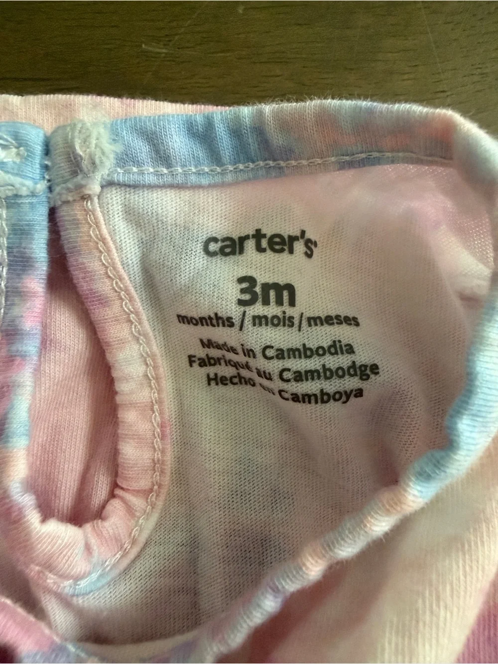 Carter's Baby Girls 3M 2pc Pink/Blue Tie-Dye Cotton Knit Dress Diaper Cover